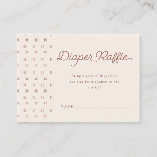 Minimalistische Boho Diaper Raffle | Terra Cotta Informatiekaartje (Voorkant)