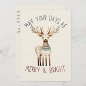 Minimalistische Boho Earth Tone Schattigee rendier Feestdagenkaart (Voorkant / Achterkant)