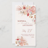 Minimalistische Boho Floral QR Code Wedding Save The Date (Voorkant)