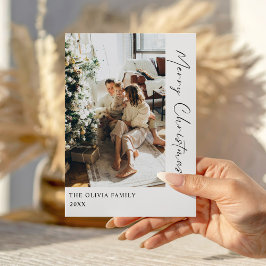 Minimalistische Boho Foto Kerst Vakantiekaart Feestdagenkaart