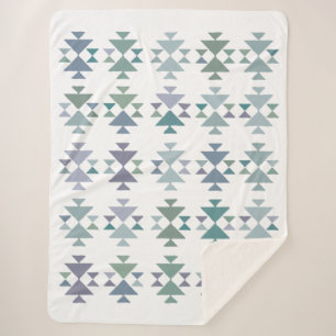 Minimalistische Boho geometrische zuidwesten blauw Sherpa Deken