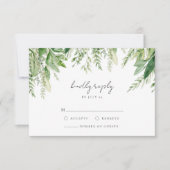 Minimalistische Boho Greenery bruiloft RSVP Kaartje (Voorkant)