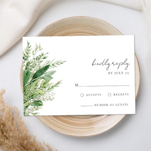 Minimalistische Boho Greenery bruiloft RSVP Kaartje
