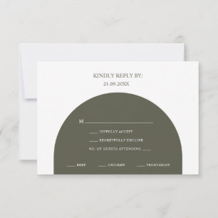 Minimalistische Boho Groene Boog Maaltijdkeuze RSV RSVP Kaartje