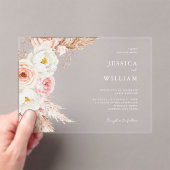 Minimalistische Boho Herfst Floral Wedding Acryl Uitnodigingen (Insitu (Draagbaar))