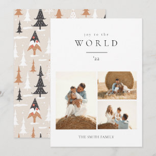 Minimalistische Boho Joy aan de World Kerstfoto Feestdagenkaart