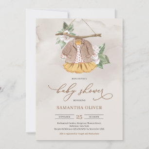 Minimalistische boho jurk waslijn bloemenmeisje kaart