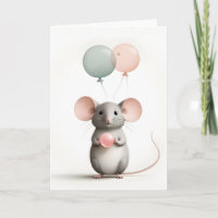 Minimalistische Boho Muis met Ballonnen Lege Groet