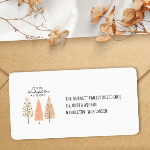Minimalistische Boho Nordic Pine Trees Retouradres Etiket