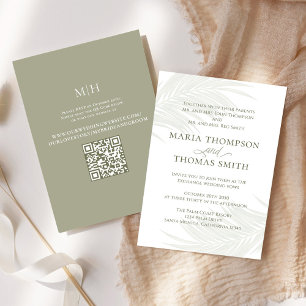 Minimalistische Boho Palm Leaves bruiloft Kaart