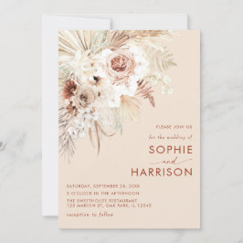 Minimalistische Boho Pampas graast all in one Wedd Kaart