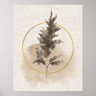 Minimalistische Boho Pampas Gras Aardetoneel Wandk Poster