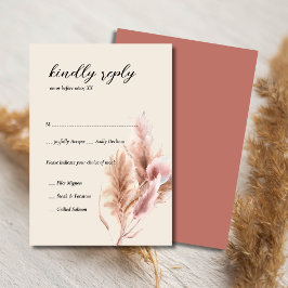 Minimalistische boho pampas gras RSVP kaarten Kaartje