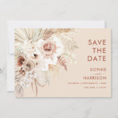 Minimalistische Boho Pampas grass sparen de Datum Kaart (Voorkant)