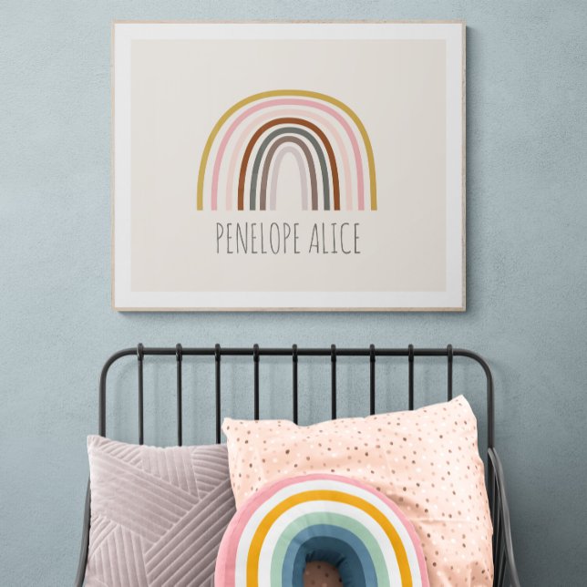 Minimalistische Boho Rainbow-tekening Aangepast Poster