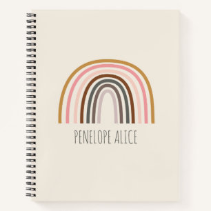 Minimalistische Boho Rainbow-tekening gepersonalis Notitieboek
