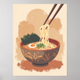 Minimalistische Boho Ramen Bowl Art Poster