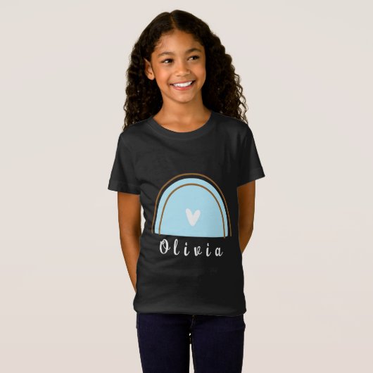 Minimalistische Boho-regenboog met persoonlijke na T-shirt (Voorkant volledig)