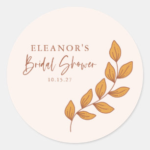 Minimalistische Boho Retro Wijnrank Bruidsdouche O Ronde Sticker