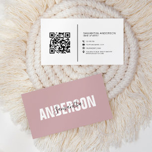 Minimalistische Boho Roze QR-code Moderne Professi Visitekaartje
