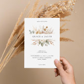 Minimalistische Boho rustieke Waterverf Bloemenbru Kaart