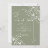 Minimalistische Boho Sage Green bruiloft Bedankkaart (Voorkant)
