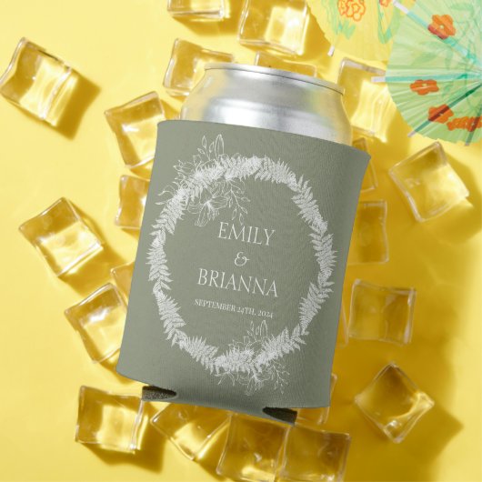 Minimalistische Boho Sage Green bruiloft Blikjeskoeler (Insitu Zomer)