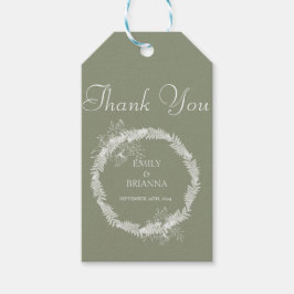 Minimalistische Boho Sage Green bruiloft Cadeaulabel