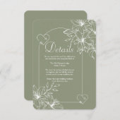 Minimalistische Boho Sage Green bruiloft Informatiekaartje (Voorkant / Achterkant)