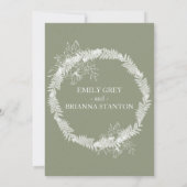 Minimalistische Boho Sage Green bruiloft Kaart (Achterkant)