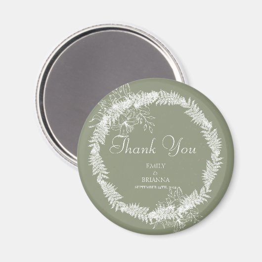 Minimalistische Boho Sage Green bruiloft Magneet (Voorkant / Achterkant)