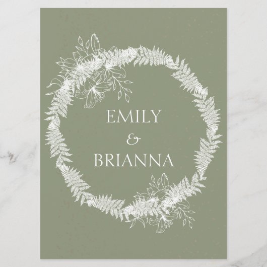 Minimalistische Boho Sage Green bruiloft Menu (Achterkant)