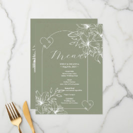 Minimalistische Boho Sage Green bruiloft Menu