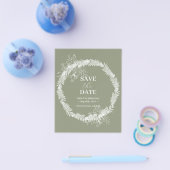 Minimalistische Boho Sage Green bruiloft Save the  Flyer (Enkel)
