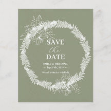 Minimalistische Boho Sage Green bruiloft Save the 