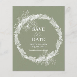 Minimalistische Boho Sage Green bruiloft Save the  Flyer