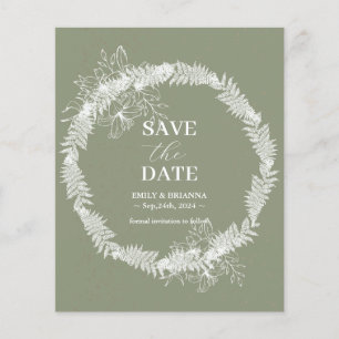 Minimalistische Boho Sage Green bruiloft Save the Flyer