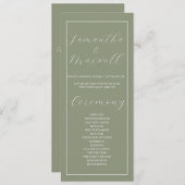 Minimalistische Boho Sage Green Wedding Programma (Voorkant / Achterkant)