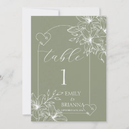 Minimalistische Boho Sage Groene Tafel Nummer