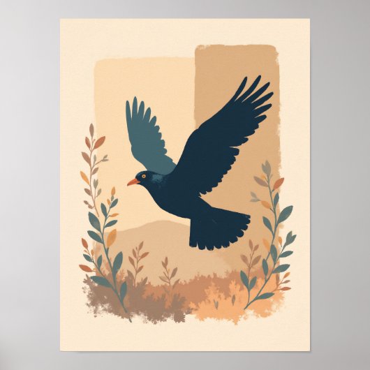 Minimalistische Boho Soaring Bird Abstracte muurku Poster (Voorkant)