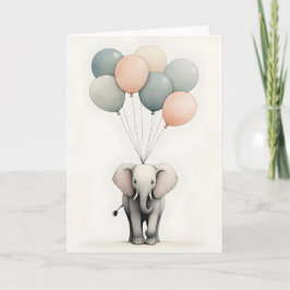 Minimalistische Boho stijl olifant met ballonnen b Kaart