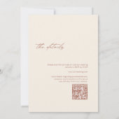 Minimalistische Boho Terracotta QR Code Wedding Kaart (Achterkant)
