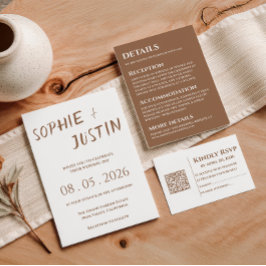 Minimalistische Boho Trouwdetails Bijlagekaart Informatiekaartje