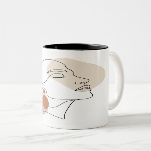 Minimalistische Boho Vrouw Gezichtslijn Kunst Mok (Voorkant rechts)