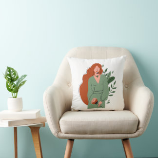 Minimalistische Boho Vrouw Illustratie Worp Kussen