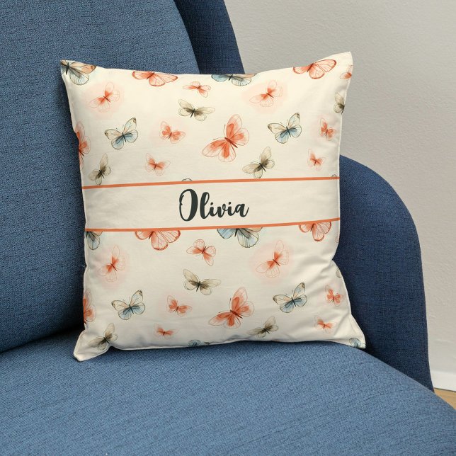 Minimalistische Boho Waterverf Vlinders Kussen (Creator heeft geüpload)