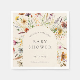 Minimalistische Boho Wildflower Bloemen Baby showe Servet