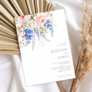 Minimalistische Boho Wildflower Bloemen Bruiloft Kaart