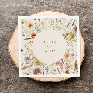 Minimalistische Boho Wildflower Bloemen Bruiloft Servet