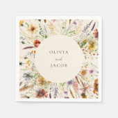 Minimalistische Boho Wildflower Bloemen Bruiloft Servet (Voorkant)